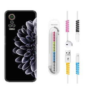General Mobile GM 21 Pro GM 22 Pro Plus Kılıf Kablo Koruma Spiral Silikon Çiçekler 1639
