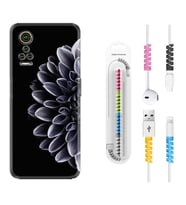 General Mobile GM 21 Pro GM 22 Pro Plus Kılıf Kablo Koruma Spiral Silikon Çiçekler 1639
