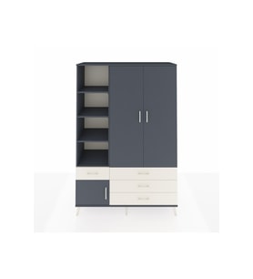 Hyperion Dolap 5 Raflı 4 Çekmeceli Tek Askılı 132x44x195 Antrasit-Antrasit/Aytaşı