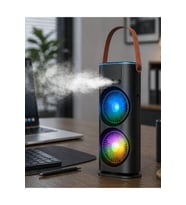 Çift Başlıklı Taşınabilir Fan RGB Işıklı Sprey Nemlendiricili Masaüstü Serinletici Fan