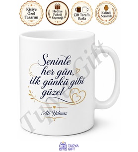 Dünyanın En İyi Kocası Yazılı Baskılı Kupa Bardak Eşe Hediye