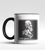 Kişiye Özel Filozof Tasarımlı Siyah Kupa (Siyah - Beyaz)