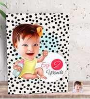 BK Gift Kişiye Özel Bebek Yaş Karikatürlü Dekoratif Mini Kanvas Tablo 15x20cm-1