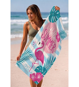 Valerine Life Plaj Havlusu 70x140cm Havuz Spa Sauna Spor Pamuklu Emici Flamingo Summer