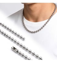 Premium Parlak ve Şık Damla Erkek 316L Çelik Kolye 6mm 55cm 3183ECK049 - Gümüş Renk