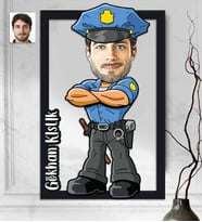 Kişiye Özel 3D  Ahşap Polis Erkek 30x40 -1