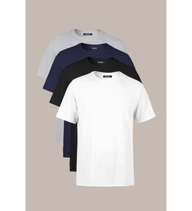 Erkek Çok Renkli T- Shirt Regular Fit Rahat Kesim Bisiklet Yaka 4'lü Basic Tişört Paketi CMREO35-4