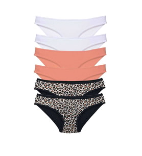 Mulvxbrf Brf02 6 Adet Likralı Kadın Slip Külot Leopar Beyaz Pudra (Mulvix)