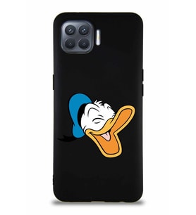 Oppo Reno 4 Lite Soft Premier Kapak Donald Duck-E Tasarımlı Silikon Kılıf - Siyah (Şeffaf)