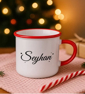 BK Gift Kişiye Özel İsimli Kırmızı Emaye Kupa Bardak -11, Arkadaşa Hediye, Sevgiliye Hediye