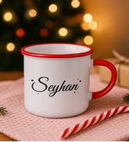 BK Gift Kişiye Özel İsimli Kırmızı Emaye Kupa Bardak -11, Arkadaşa Hediye, Sevgiliye Hediye
