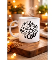 Northcity Life is Better With Cats Kedi Severlere Özel Porselen Kahve Kupası – Sevimli Tasarım Hediyelik