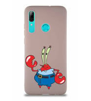 Huawei P Smart 2019 Soft Premier Kapak Bay Yengeç Tasarımlı Silikon Kılıf - Pudra (Şeffaf)