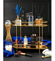 Banyo Kozmetik Takı Düzenleyici Çok Amaçlı Organizer 2 Katlı Servis Sunum Gold