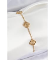 Çelik Gold Renk Yonca Kadın Bileklik - Tj-Bb7675
