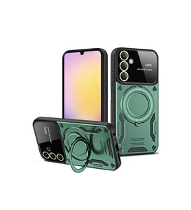 Galaxy S25 Kılıf Joy Lens Standlı Kapak - Koyu Yeşil