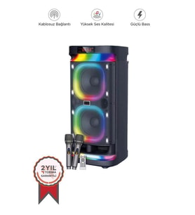 Torima BTS-1990 Siyah RGB Ledli Mikrofonlu Kumandalı Bluetooth Hoparlör Parti Speaker