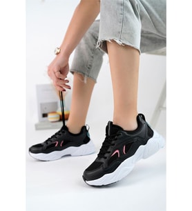 Kadın New SİYAH PUDRA SNEAKER AYAKKABI ULTRA HAFİF TABAN