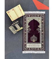 Seccade - Şönil Kumaş Mihrap - Mor (Krem)