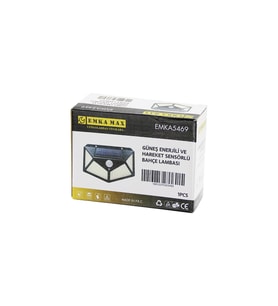 4 AÇILI SOLAR - HAREKET SENSÖRLÜ APLİK DUVAR LAMBASI DIŞ MEKAN 9.5 X 13.5CM (5690)