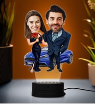 Doğum Günü Hediyesi,Sevgiliye Hediye, Kişiye Özel Fotoğraflı En Tatlı Çift Karikatür 3D Led Lamba (Beyaz)