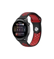 Watch 22Mm Spor Delikli Kordon - Siyah-Kırmızı