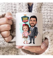Şirin Kız ve Babası Karikatürlü Kupa Bardak
