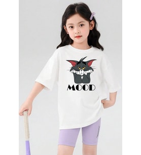 Çocuk Mood Baskılı Pamuklu Tshirt (Beyaz)