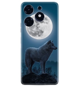 Spark 10 Pro Kılıf Resimli Desenli Silikon Platinium Series Moon Wolf 1820