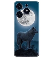 Spark 10 Pro Kılıf Resimli Desenli Silikon Platinium Series Moon Wolf 1820