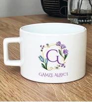 Kişiye Özel Çiçekli G Harfli Hediye Lüks Fincan İsim Soyisim Yazılı (Beyaz)