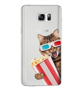 PrintiFy Samsung Galaxy Note 5 ile Uyumlu 1mm Slim Fit Kedi 1 050b Baskılı Şeffaf  Kılıf