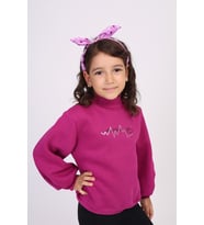 Toontoy Kız Çocuk Baskılı Sweatshirt (Mürdüm)