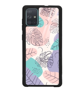 Samsung A71 Uyumlu Nude Yapraklar Tasarımlı Glossy Telefon Kılıfı