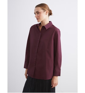 LCW Modest Bordo Oversize Poplin Kadın Gömlek Tunik