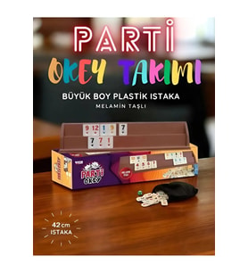 Büyük Boy Okey Takımı 42 Cm Plastik Istakalı Melamin Taşlı Parti Hobi Oyun Seti