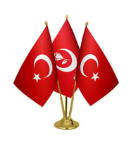 Masa Üstü Büyük Birlik Partisi Bayrağı Türk Bayrağı Üçlü Pirinç Direk Masa Bayrak Seti