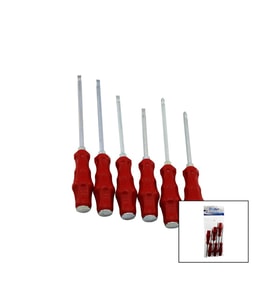 PVC AMBALAJ   KIRMIZI - PLASTİK SAPLI   DARBELİ   6LI SET   ÇİFT TARAFLI  TORNAVİDA TAKIMI (5343)