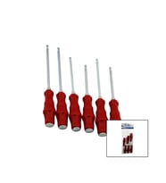 PVC AMBALAJ   KIRMIZI - PLASTİK SAPLI   DARBELİ   6LI SET   ÇİFT TARAFLI  TORNAVİDA TAKIMI (5343)