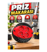 5 Metre Kablolu 4'lü Priz Makarası – Kırmızı Ev ve Ofis Tipi