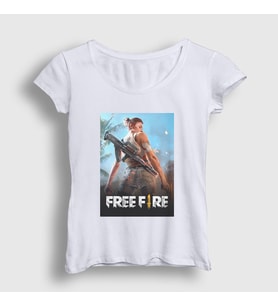 Presmono Kadın Beyaz Cover Free Fire T-Shirt 232613tt