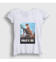Presmono Kadın Beyaz Cover Free Fire T-Shirt 232613tt