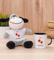 Kişiye Özel Sevimli Çilekler Peluş Eşek ve Siyah Kupa