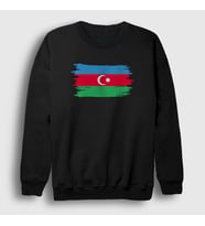 Presmono Unisex Beyaz Bayrak Flag Azerbaycan Azerbaijan Sweatshirt 536498tt (Siyah)