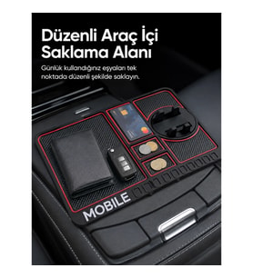 Mey İthalat® Telefon Standlı Araç İçi Organizer Kaydırmaz Silikon Konsol Düzenleyici Mat