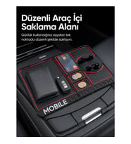 Mey İthalat® Telefon Standlı Araç İçi Organizer Kaydırmaz Silikon Konsol Düzenleyici Mat