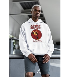 Ac Dc Back In Black Baskılı Unisex Oversize Rock Metal Hoodie