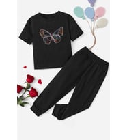 Çocuk Butterfly  Alt - Üst Eşofman Takımı (Siyah)
