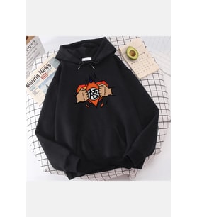 Süper Dragon Ball Kapşonlu Sweatshirt (Siyah)