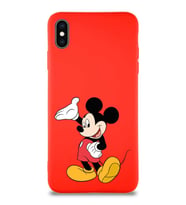 Apple iPhone XS Max Soft Premier Kapak Mickey Mouse-C Tasarımlı Silikon Kılıf - Kırmızı (Şeffaf)